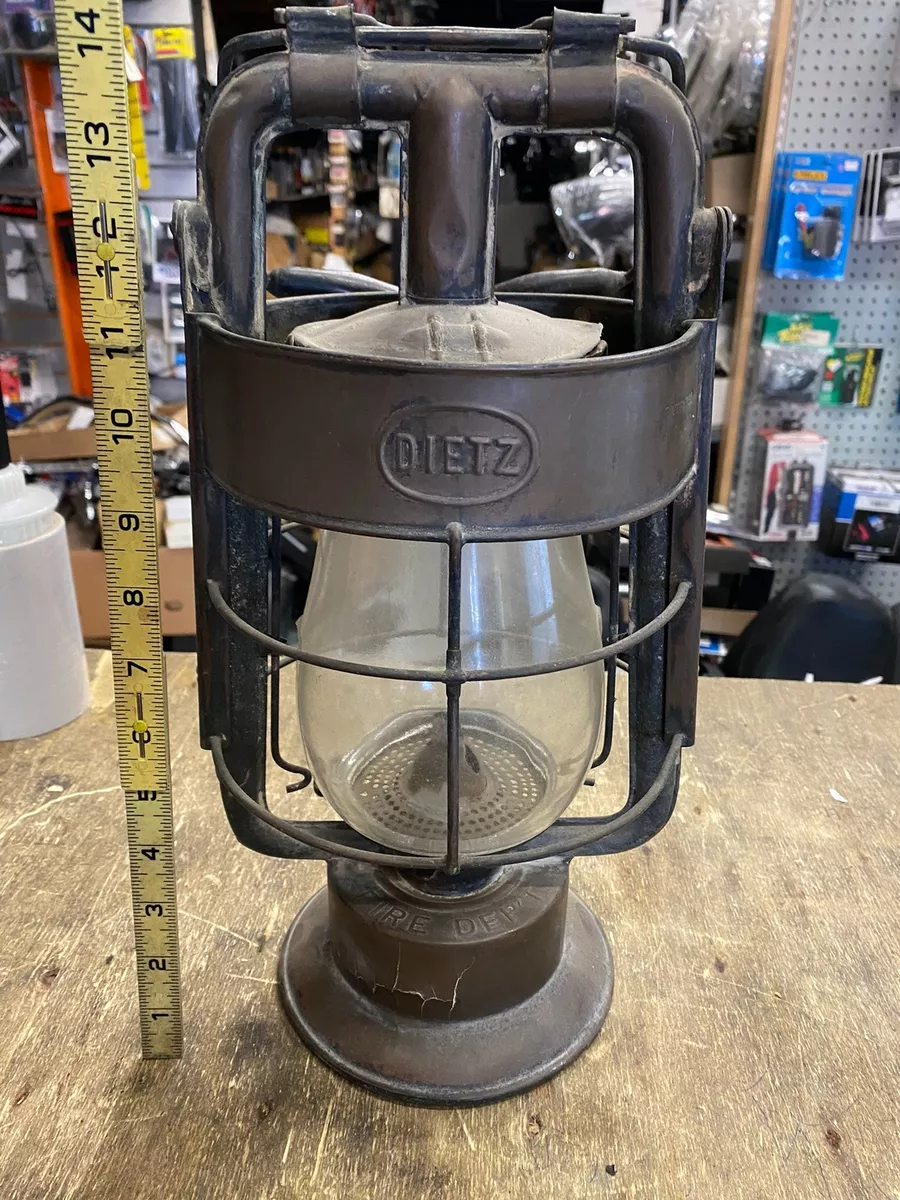 Vtg Dietz King Fire Dept Man Truck Kerosene Lantern Lamp 1900 s Antique Coal min