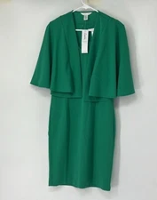 London Times NWT Women's Capelet Jacket Mini Dress Dress Set Green Size 4