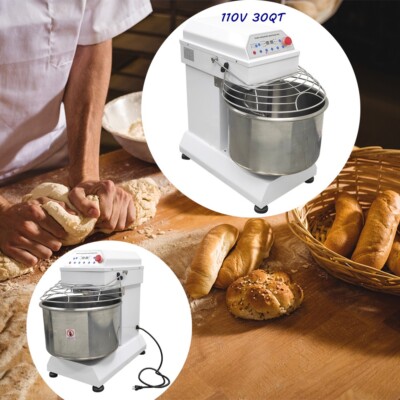 PreAsion  30QT Commercial Spiral Dough Mixer Machine 110V Electric Flour Mixer