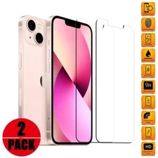 2-Pack For iPhone 13 Pro 12 Mini X Max XR 7 Plus Tempered GLASS Screen Protector