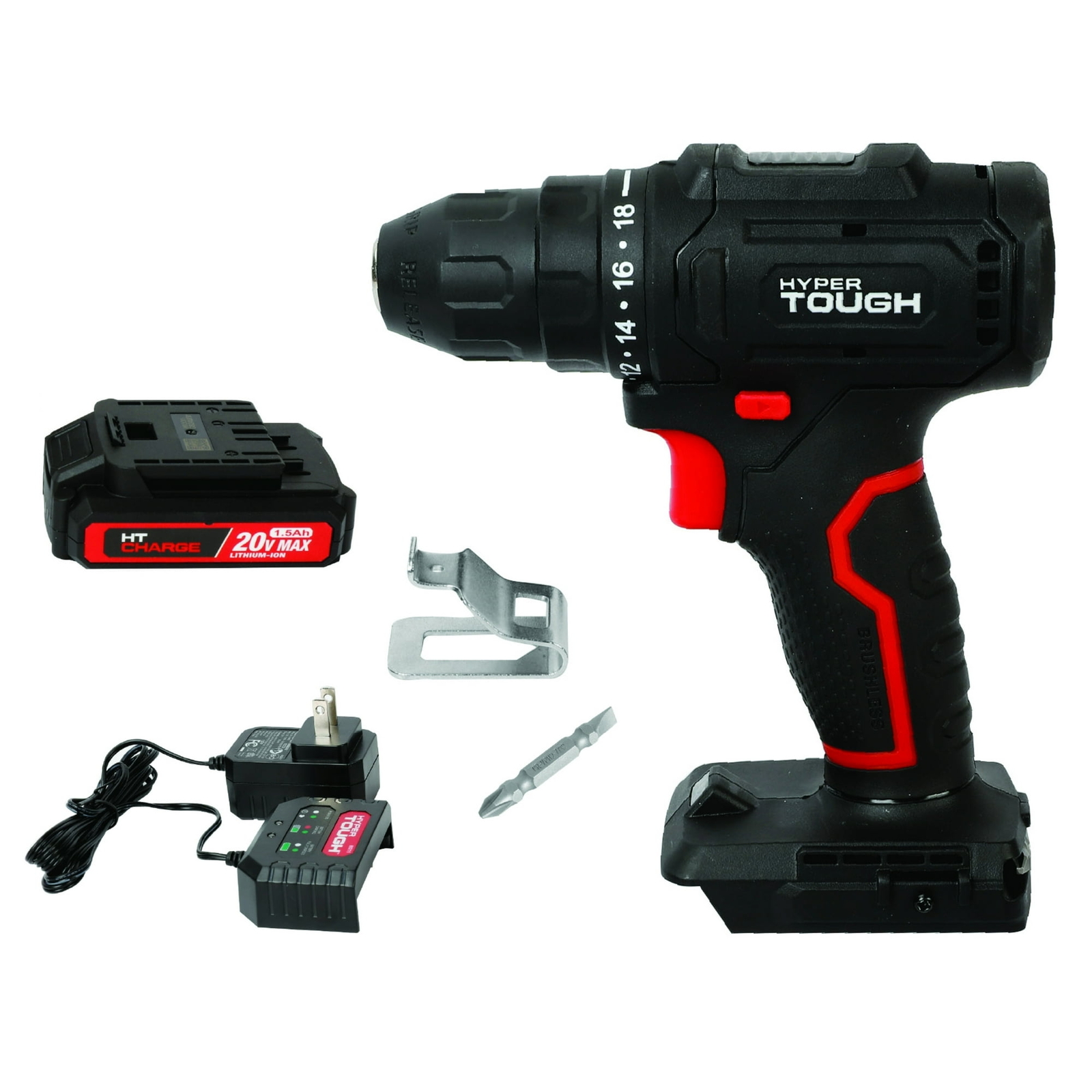 Hyper Tough 20V Max Brushless Cordless Drill Driver with Battery and Charger