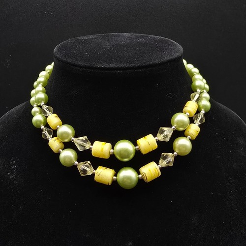 Vintage Japan Beaded Necklace Green Lime Green Costume Jewelry eBay