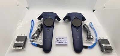 NEW 2x (Pair) of HTC Vive Pro 2.0 Blue Controller w USB Charger / Cord / Strap