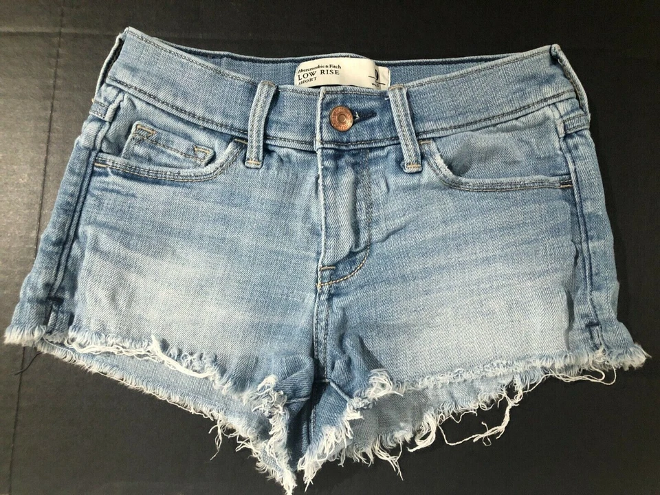 Y2K Abercrombie Fitch Jean Shorts SZ 0  Low Rise Shorties 25 Denim Women Stretch - Image 2 of 4
