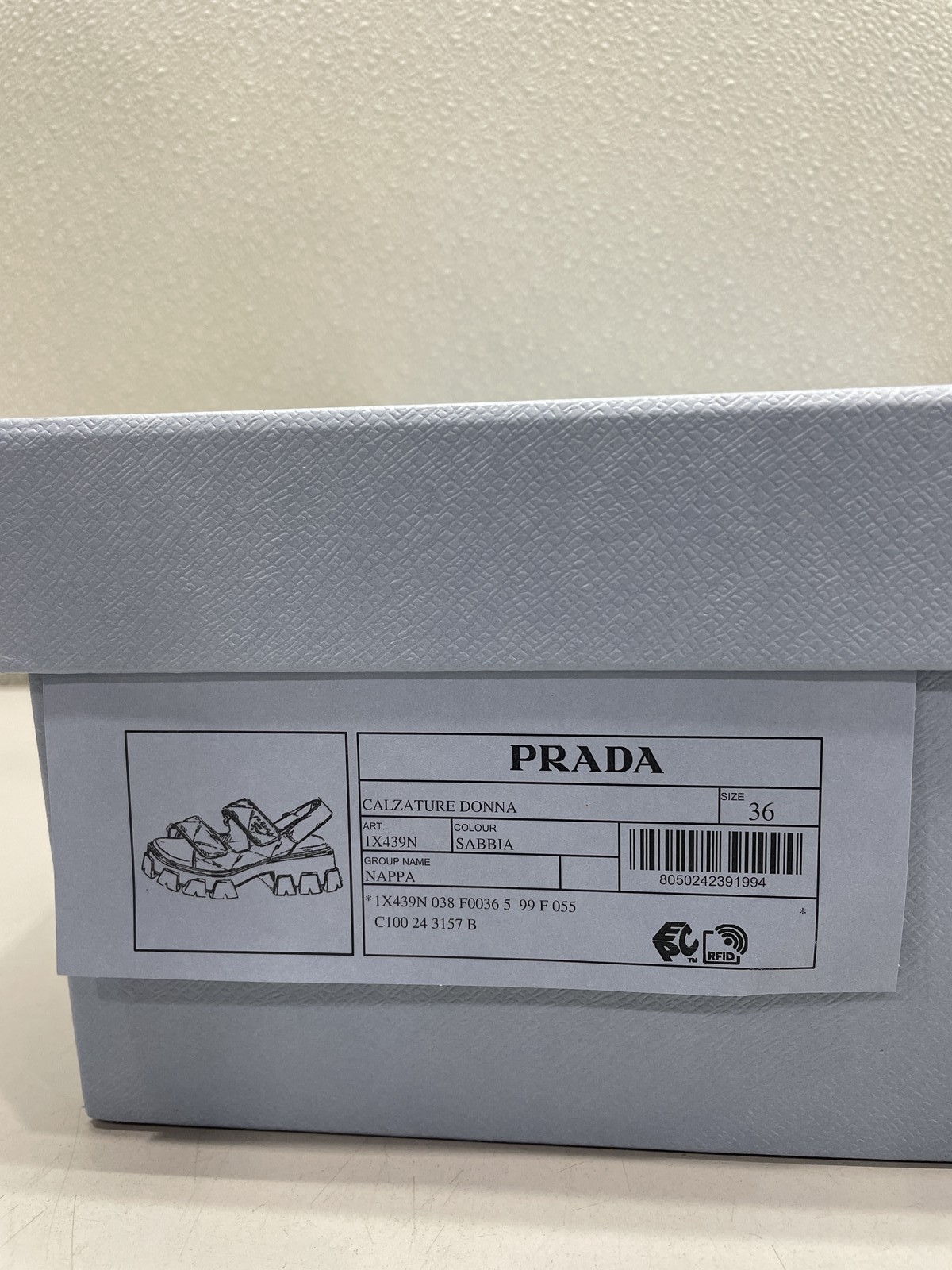 Prada Calzature Donna Sabbia Nappa Quilted Padded Slingback Sandals Women's 6 thumbnail 2