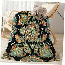Bohemian Throw Blankets All Season Ultra Soft 50x40 Inch Ethnic Paisley Floral
