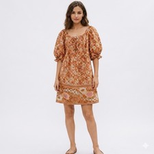 Spell and the Gypsy Collective Anne Tunic Mini Dress Sz XS Peach/Orange Floral