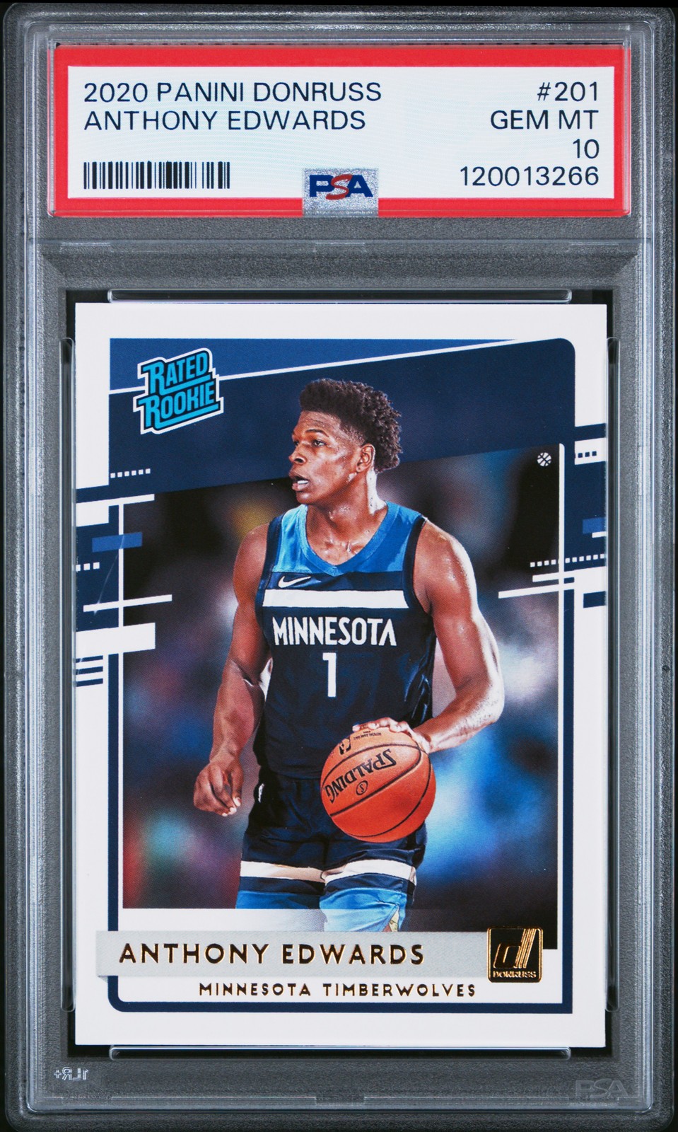 2020 PANINI DONRUSS #201 ANTHONY EDWARDS PSA 10