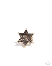 Paparazzi Sheriffs Star - Gold - Stamped " Sheriff " Gold Star - Ring