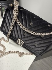 Sparkling velvet Victoria's Secret Quilted Black Shoulder Bag Chain Strap