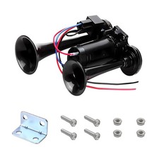 12V Car Air Horn, 120DB Super Loud Auto Dual Electric Air Horns with Compress...