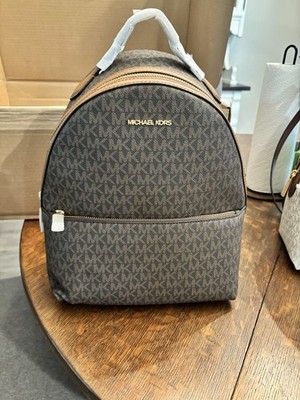 Michael Kors Sheila Brown Logo Medium Backpack with Outer & Inner Pockets