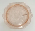 VTG Pink Depression Glass Footed Caked Plate Mayfair Open Rose Anchor Hocking