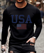 T-SHIRT LONG SLEEVE, USA 100 COTTON AMERICAN FLAG GRAPHIC XL
