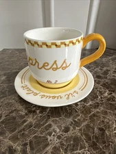 Anthropologie Café Violette Handpainted Stoneware Espresso Cup & Saucer NEW