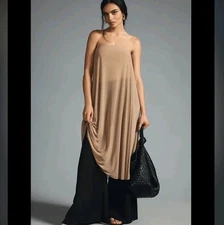 NWT Anthropologie DOLAN SHEER MESH TUBE TOP XS Taupe Neutral Lagenlook Nude