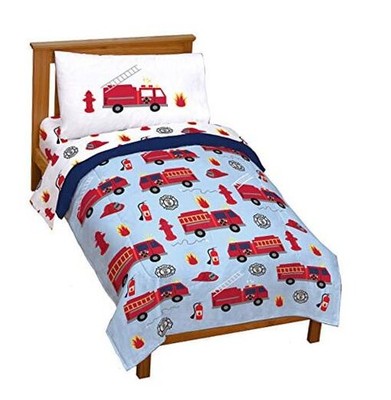  Trend Collector Go Fire Truck Go 4 Piece Bed Set - Toddler Blue - Fire Truck
