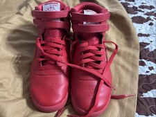 Reebok Freestyle Hi Classic Red EUC Kids Girls Sneakers