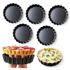 8 Pack Mini Tart Pans with Removable Bottom Round Nonstick Deep Quiche 4 Inch