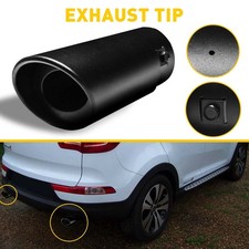 Stainless Steel Round Exhaust Pipe Tail Muffler Auto Car Tip Accessories Black L