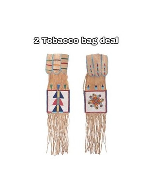 2 X Handmade Lakota Sioux Native American Style Beaded Tobacco bag Hide Pipe bag