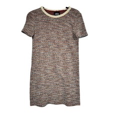 Zara Multi Color Tweed Mini Shift Dress Womens S Preppy Retro Academia Clueless