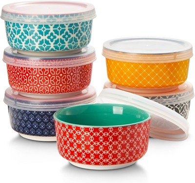 DOWAN Dipping Bowls with Lids, Ceramic Condiment Sauce Cups, Vibrant Colors 