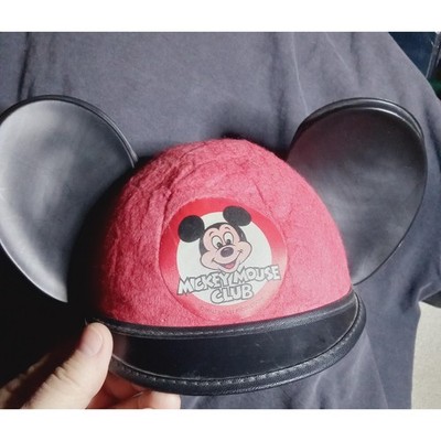 Vintage Walt Disney Mickey Mouse Club Red Felt Ear Hat Bobby Embroidery