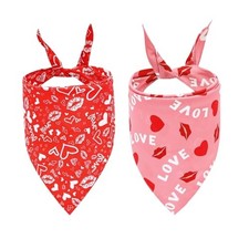 Valentine's Day Dog Bandanas, LMSHOWOWO 2 Pack Double Layer Reversible X-Large