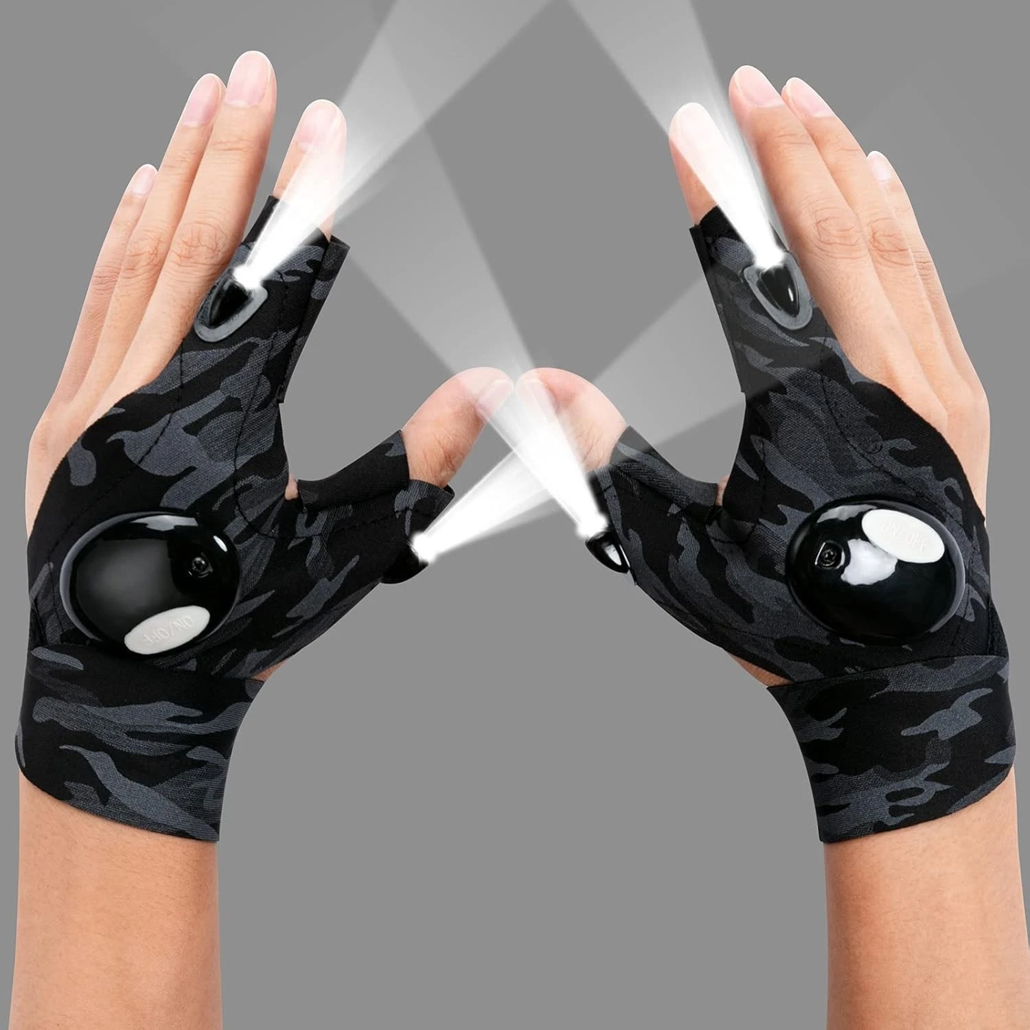 ThxToms LED Flashlight Gloves Gifts for Men Dad Camo