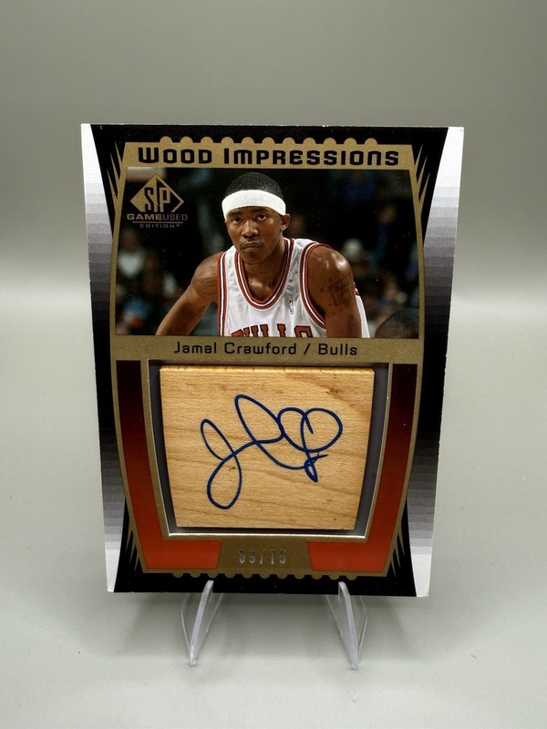 SP Game Used Jamal Crawford Bulls Wood Impressions WI-JC Auto /75