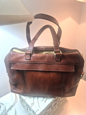 I Medici Firenze Chestnut Brown Tote Leather Purse Italian Women's Boston Bag