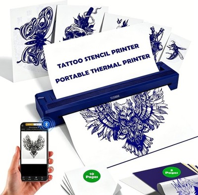 Thermo Tragbare Tattoo Schablone Drucker mit 10 Stück Thermo & 3 Stück Transferpapier