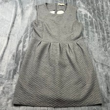 Ann Taylor Loft Womens Gray Quilted Sleeveless Fit Flare Dress Size 14 Pleated