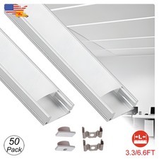 3.3FT 6.6FT Aluminum Led Channel U Shape With Milky Cover Plus-Size 50 Pack