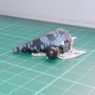 Auction Snowflake Obsidian Point Dowsing Pendulum Gemstone Crystal Dowser