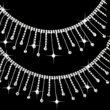 2 Yard Rhinestone Trim Fringe Rhinestone Ribbon Tassel Chain Irregular Diamond
