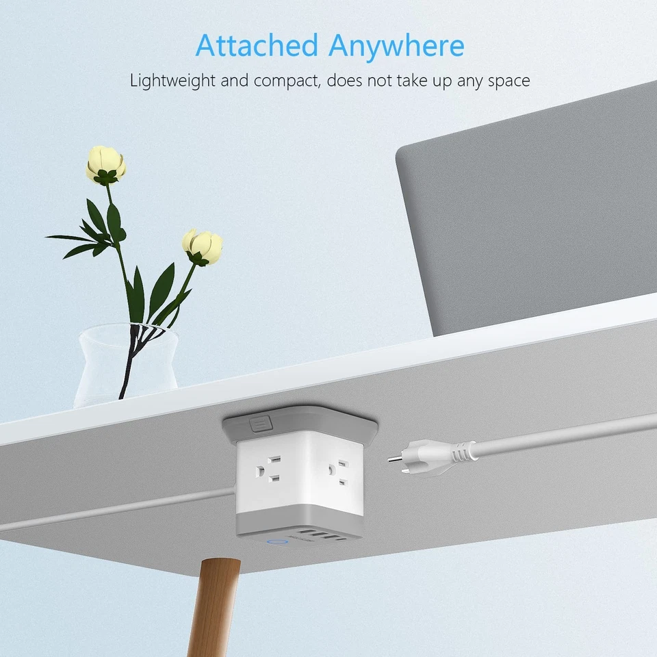 BESTEK Power Strip with USB, Vertical Cube Mountable Power Outlet Extender wi... - Image 3 of 4