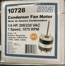 10728 Condenser Fan Motor, Replaces Mars 10728/10733, a.o.Smith FSE1026S, fas...