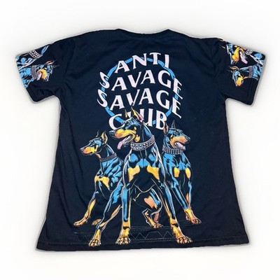 Fresh Laundry Anti Savage Club Graphic Doberman Tee Women s Medium Black