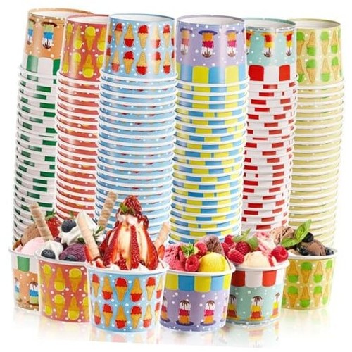 210 Pack Paper Ice Cream Cups, 12 Oz Disposable Ice Cream Bowls, Party Dessert