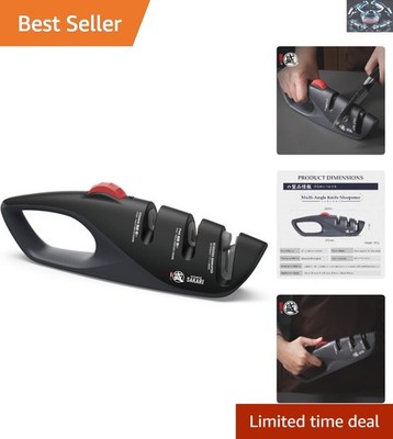 Pro-Quality 3-Stage Kitchen Knife Sharpener with Angle-Lock for Effortless Use