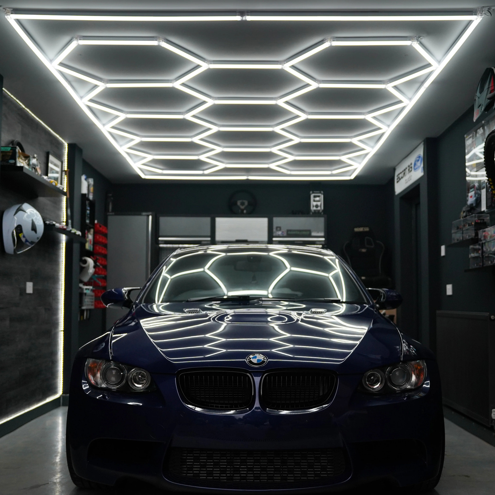 Plafonnier LED hexagonal anti-zones d'ombre pour grand garage 14 tubes - 4