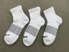 BOMBAS 3 Pairs Women Solid Honeycomb White Quarter Socks Size Med