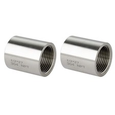 304 Stainless Steel Pipe Coupling 1/2" x 1/2" Female Coupler Adapter 2Pcs