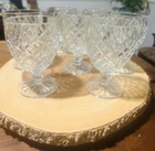 Vintage Anchor Hocking Waterford Waffle Water Goblet / Glasses Set of 7
