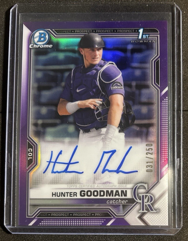 2021 Bowman Chrome Hunter Goodman 1st Autograph Purple Color Match /250 CDA-HG