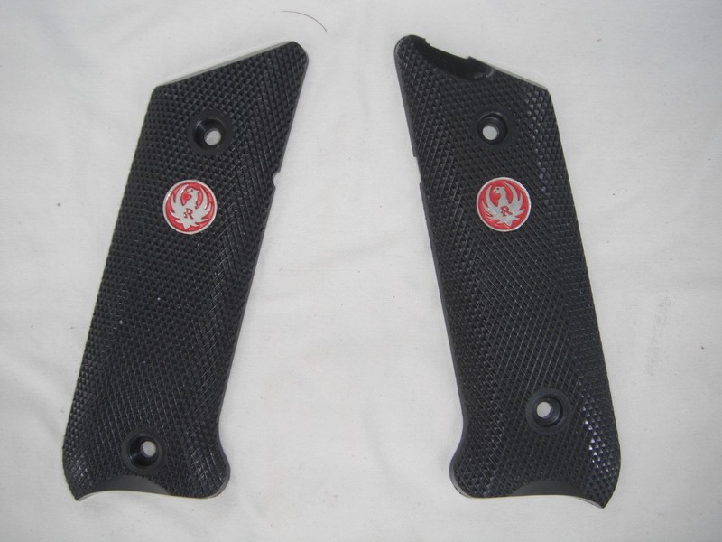 Ruger MK 1, II, III .22 LR Semi Auto Pistol Grips Black w/ Red Hawk