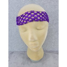 Crocheted Purple Boho Stretch Headband Hair Band Accessory