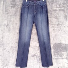 NYDJ Marilyn Straight Jeans Womens 6 Blue Dark Wash Pockets Stretch Denim